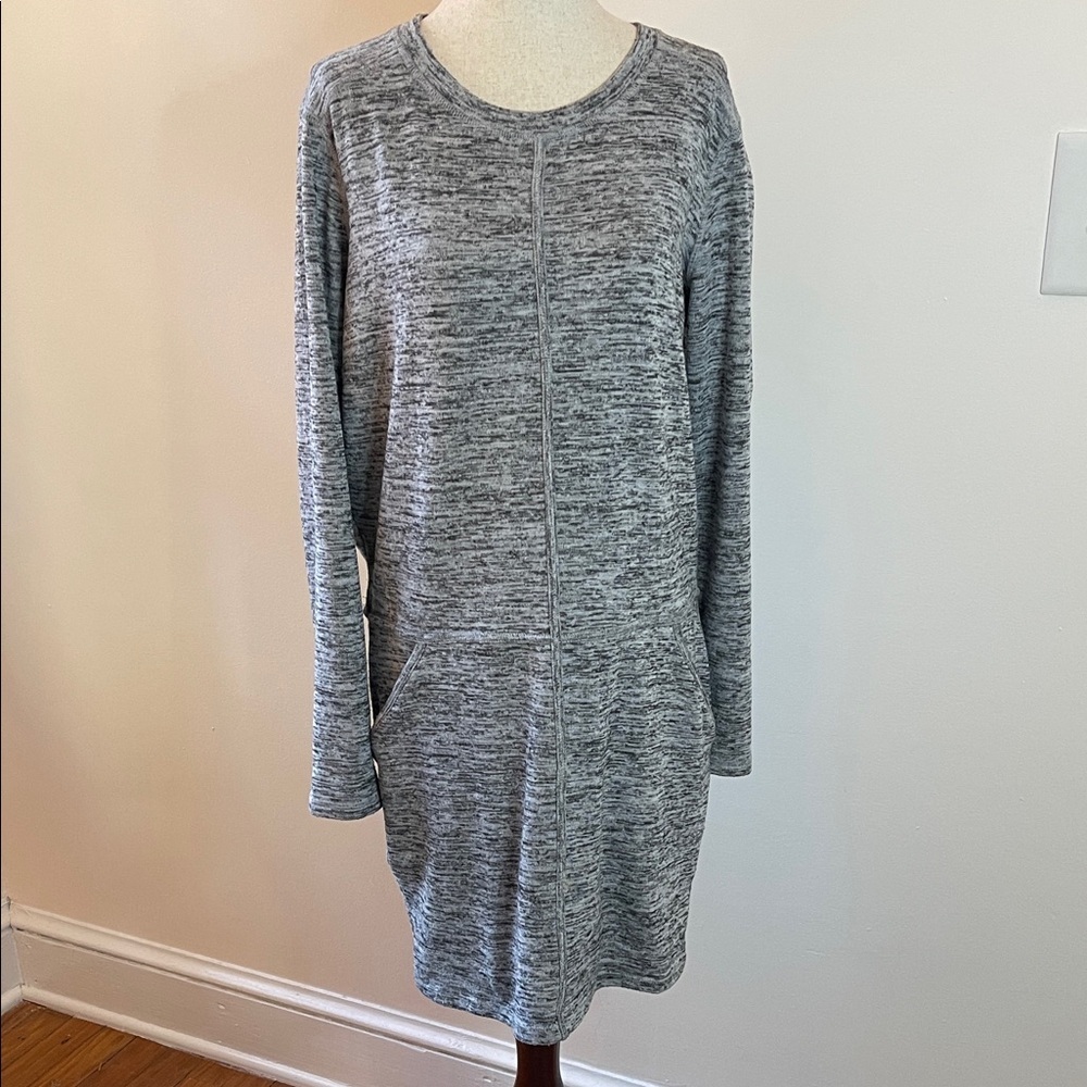 Athleta Gray Softstretch Longline Tunic Hoodie Dress M